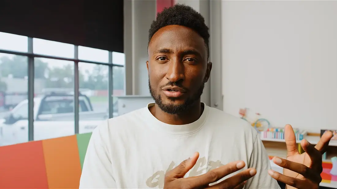 Marques Brownlee speaking in a technology review